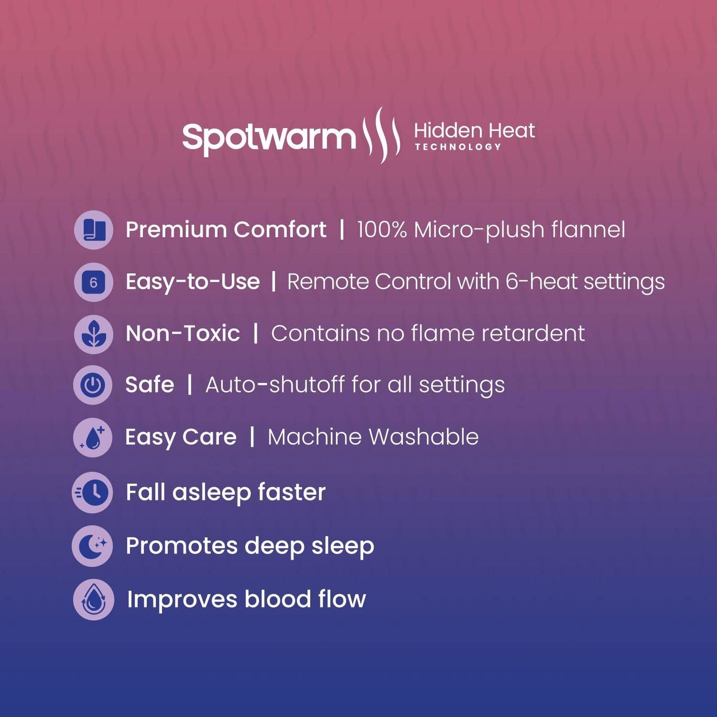 Hidden Heat Electric Foot of The Bed Warmer by Spotwarm; Wireless RF Remote, Microplush Flannel Mattress Warmer for Heated Feet. King Bed - 74” by 28”