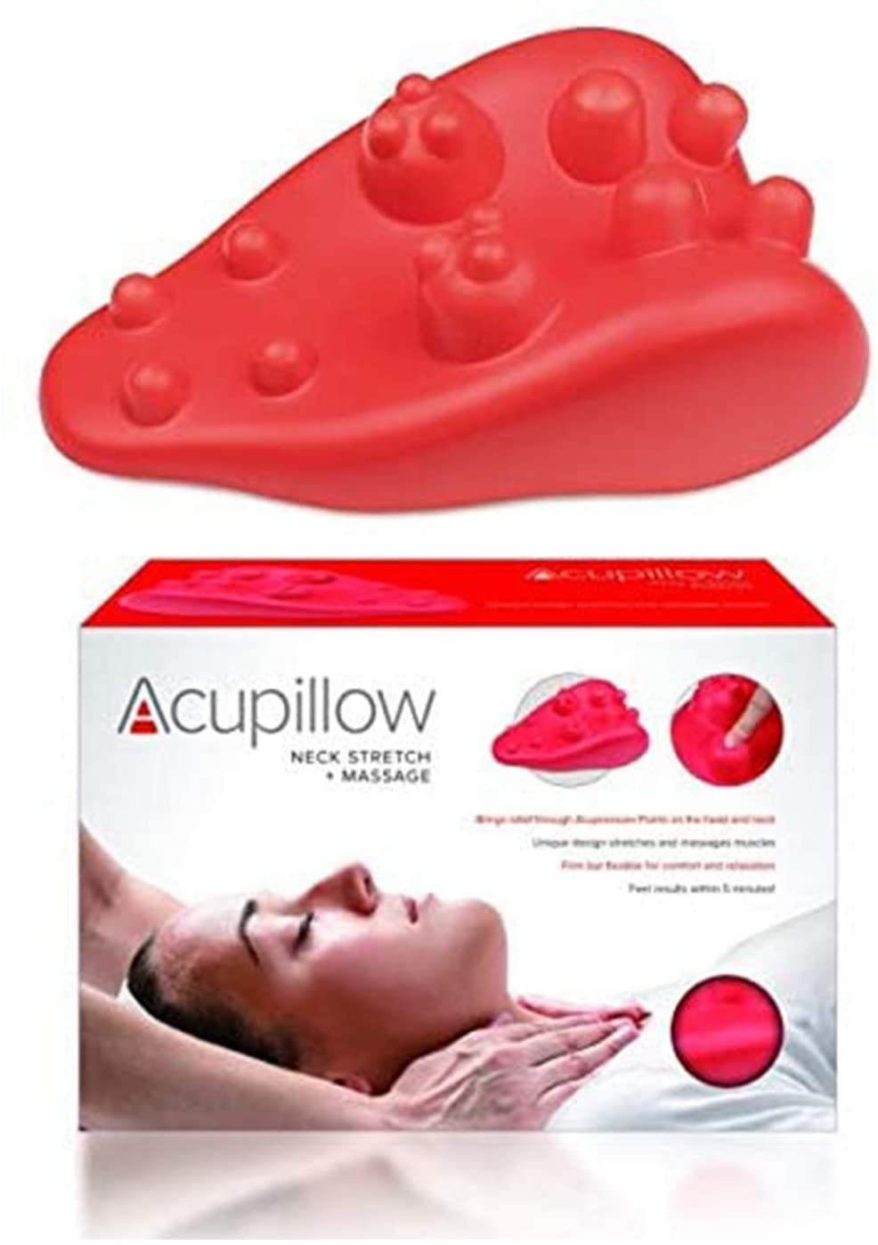 Neck Stretch Massage Trigger Point Chiropractic Pillow by Acupillow - Cervical Traction Stretcher Device - Myofascial Release of Pressure Point - Neck Pain