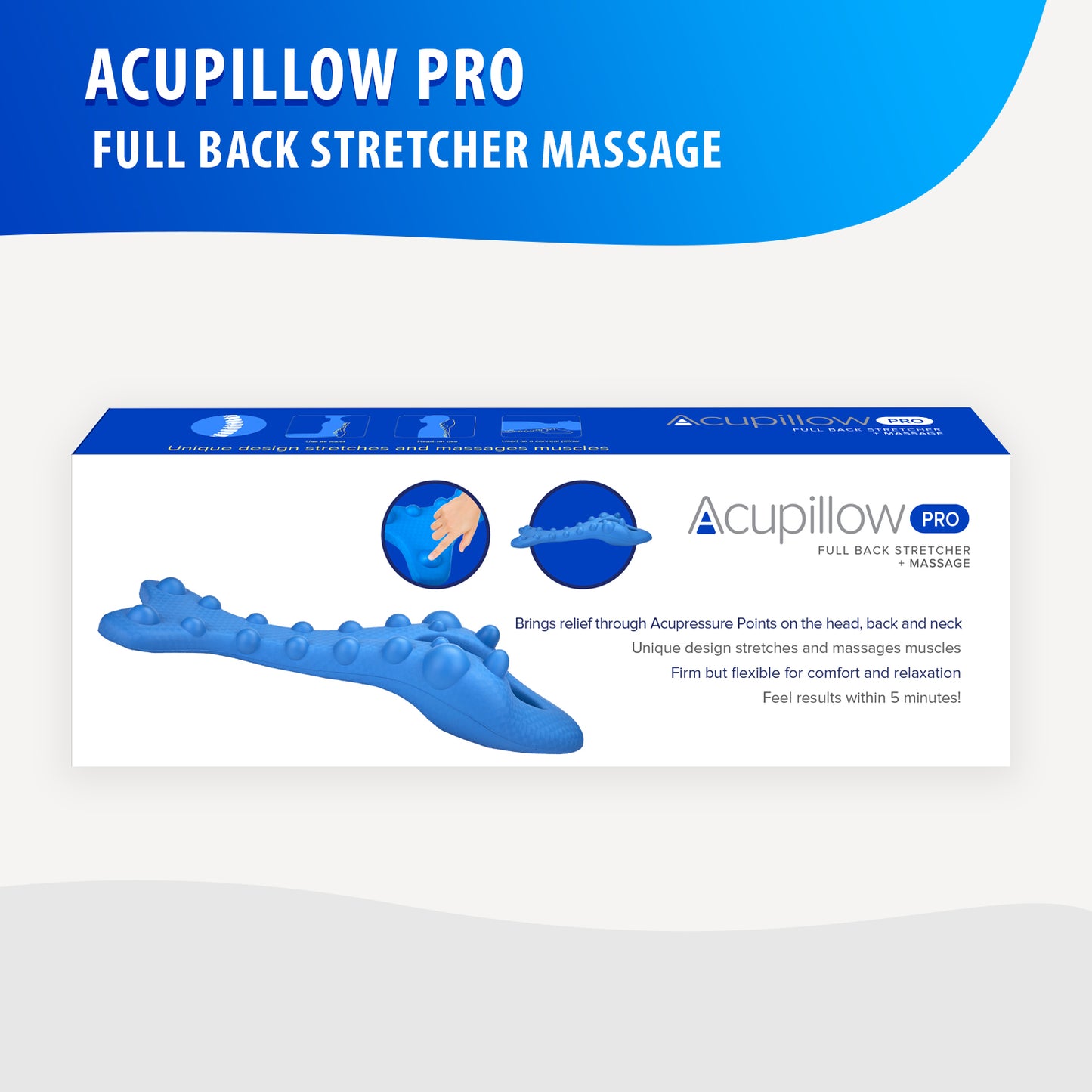 Acupillow Pro chiropractic neck traction device: Full Back Stretch Massage Pillow for Back Pain Relief