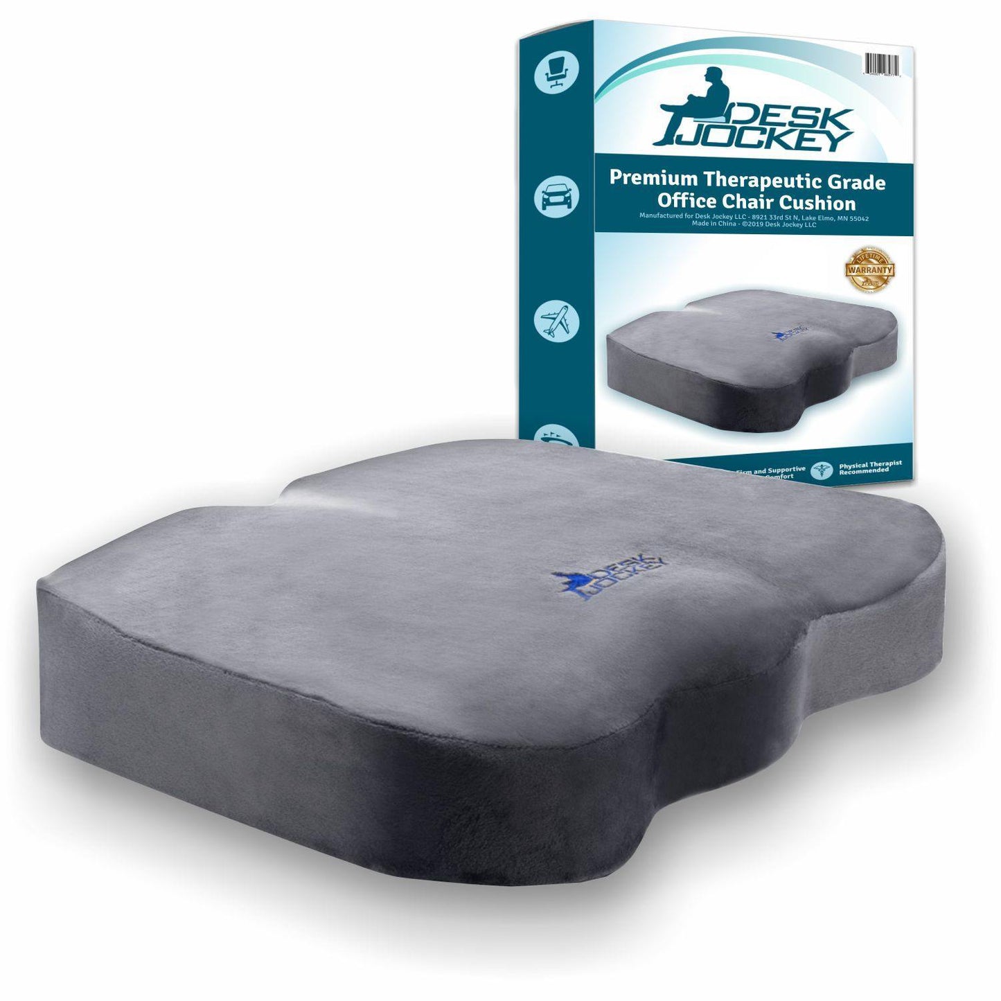 Memory Foam Office Chair Seat Cushion with Plush Casing - Desk Jockey LLC